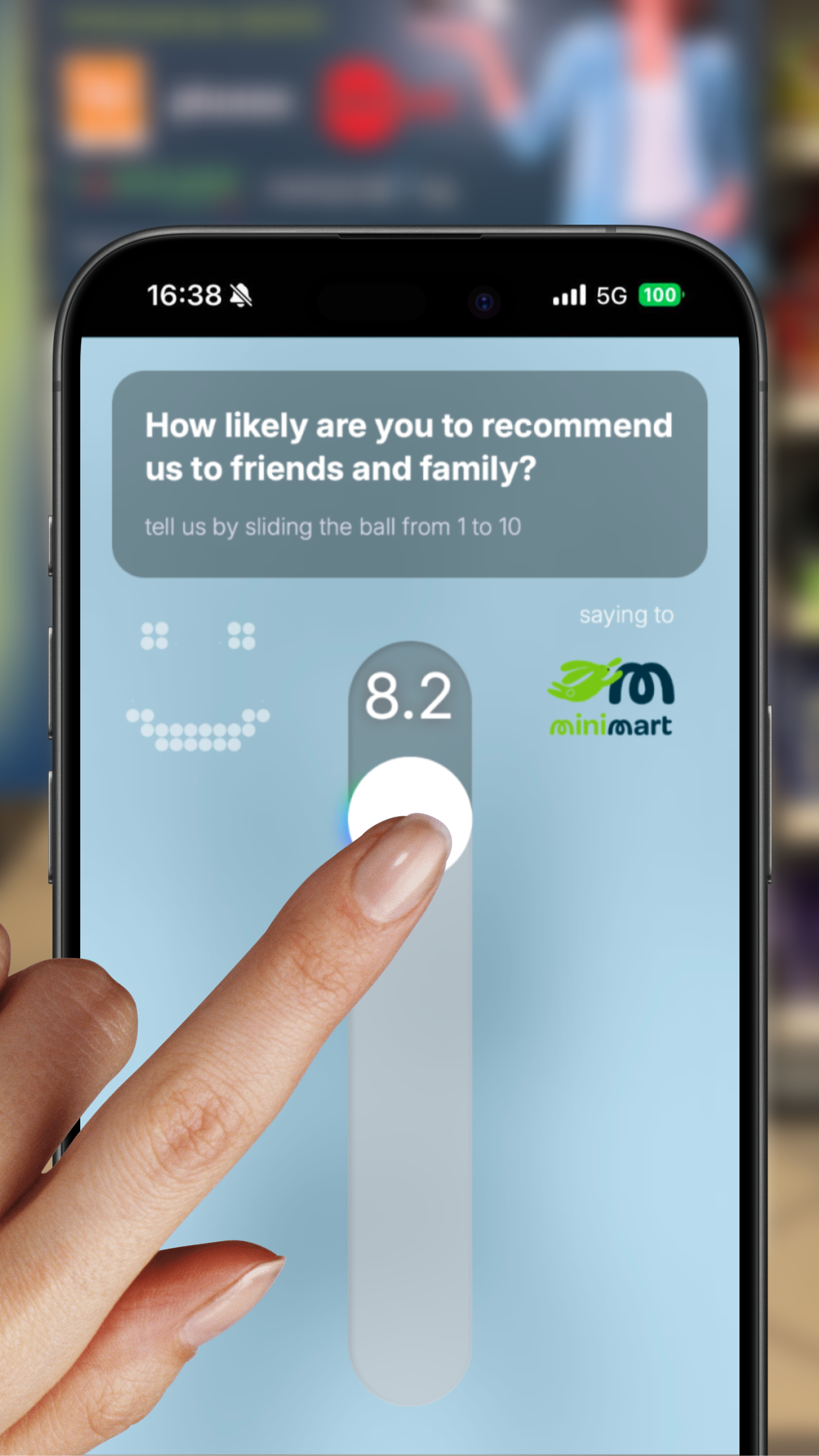 Rating on a 1-10 scale in Minimart survey