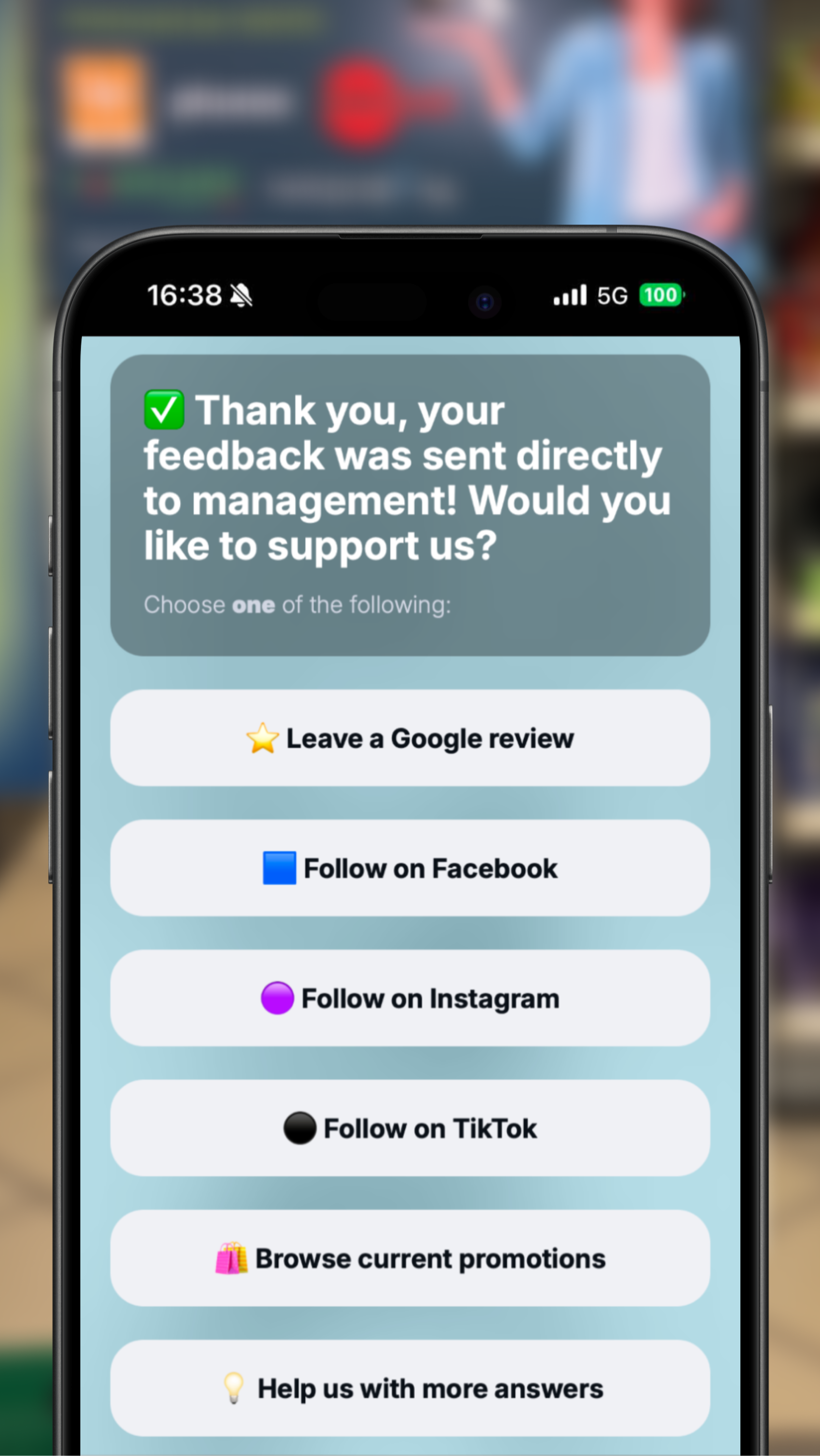 Thank you message and redirect in Minimart survey