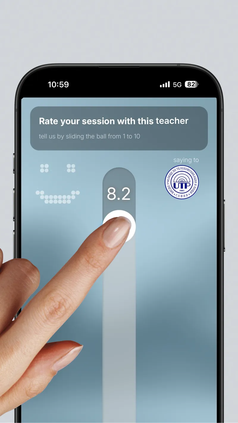 Student rates the class by sliding from 1 to 10